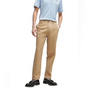 NEW HUGO mens 34x32 tan tapered fit regular rise twill chino pants EUC